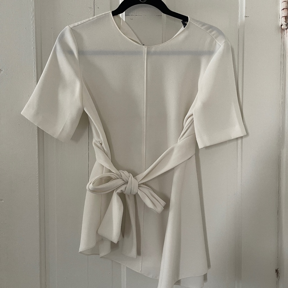 Zara White Tie Blouse